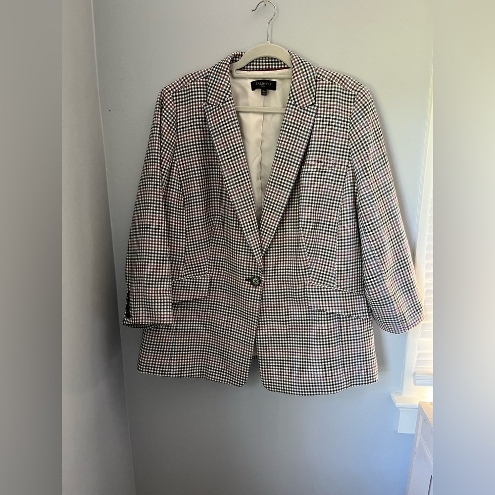 Talbots Women's Black and White Houndstooth‎ Blazer